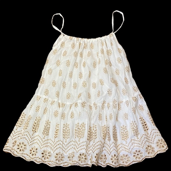 SUR LA PLAGE**White/Gold Flowy Top**One Size $160 - Picture 5 of 6